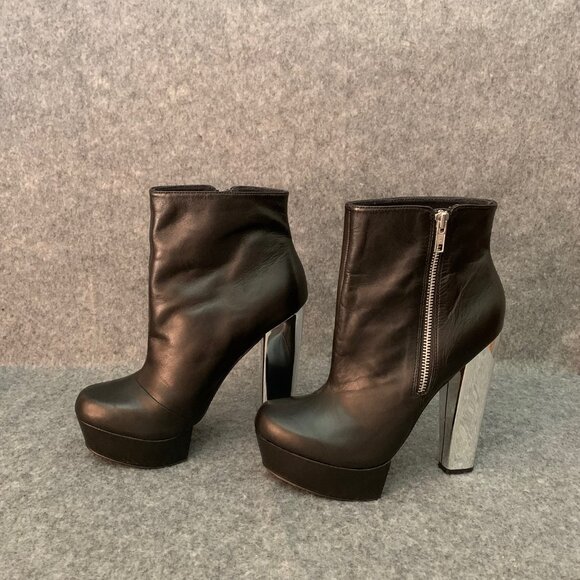 Topshop Women's Leather Side Zip Booties Platform Ankle Boots - Picture 4 of 15